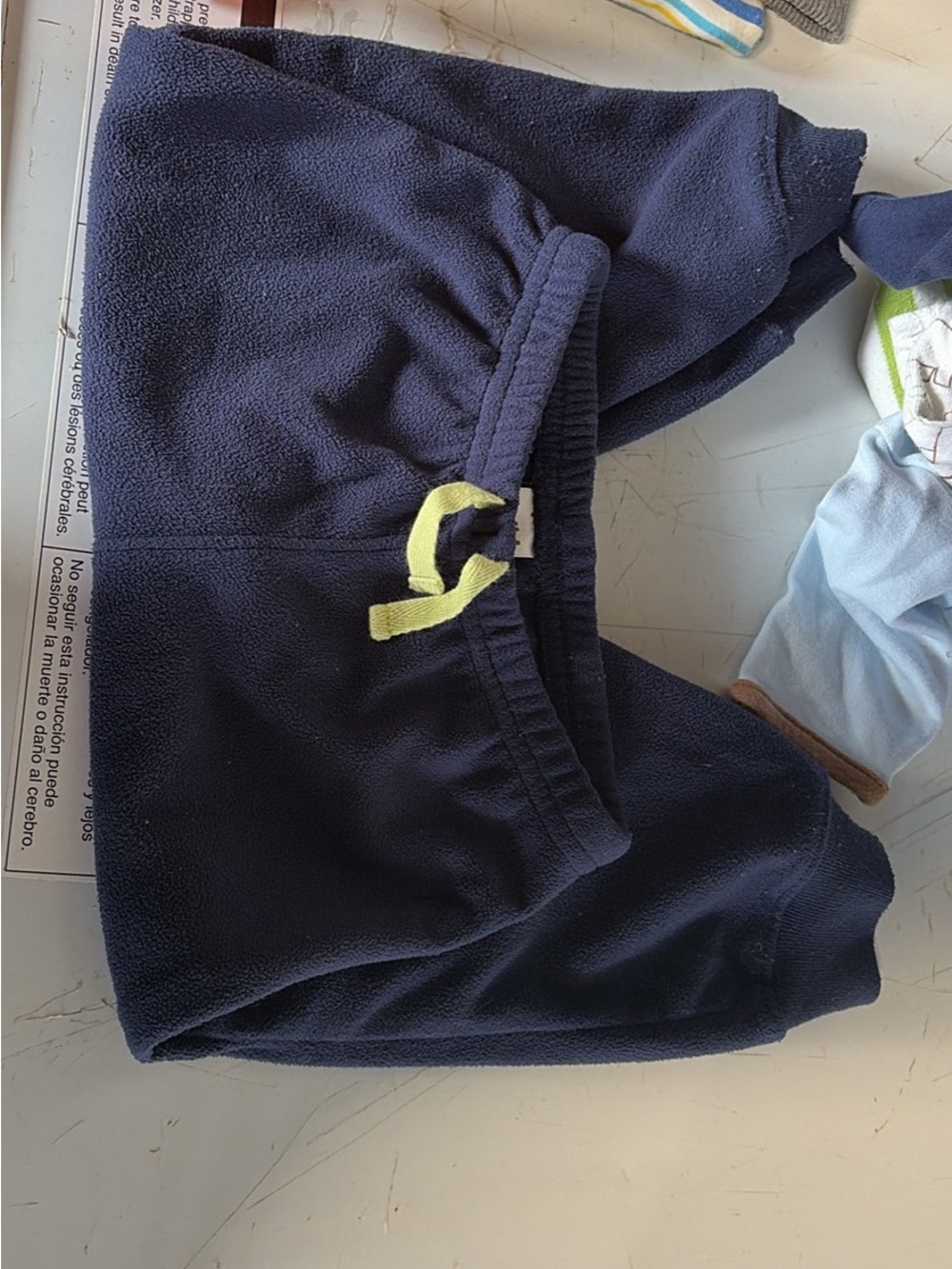 Carter's Navy Fleece Joggers with Yellow Drawstring size 18m